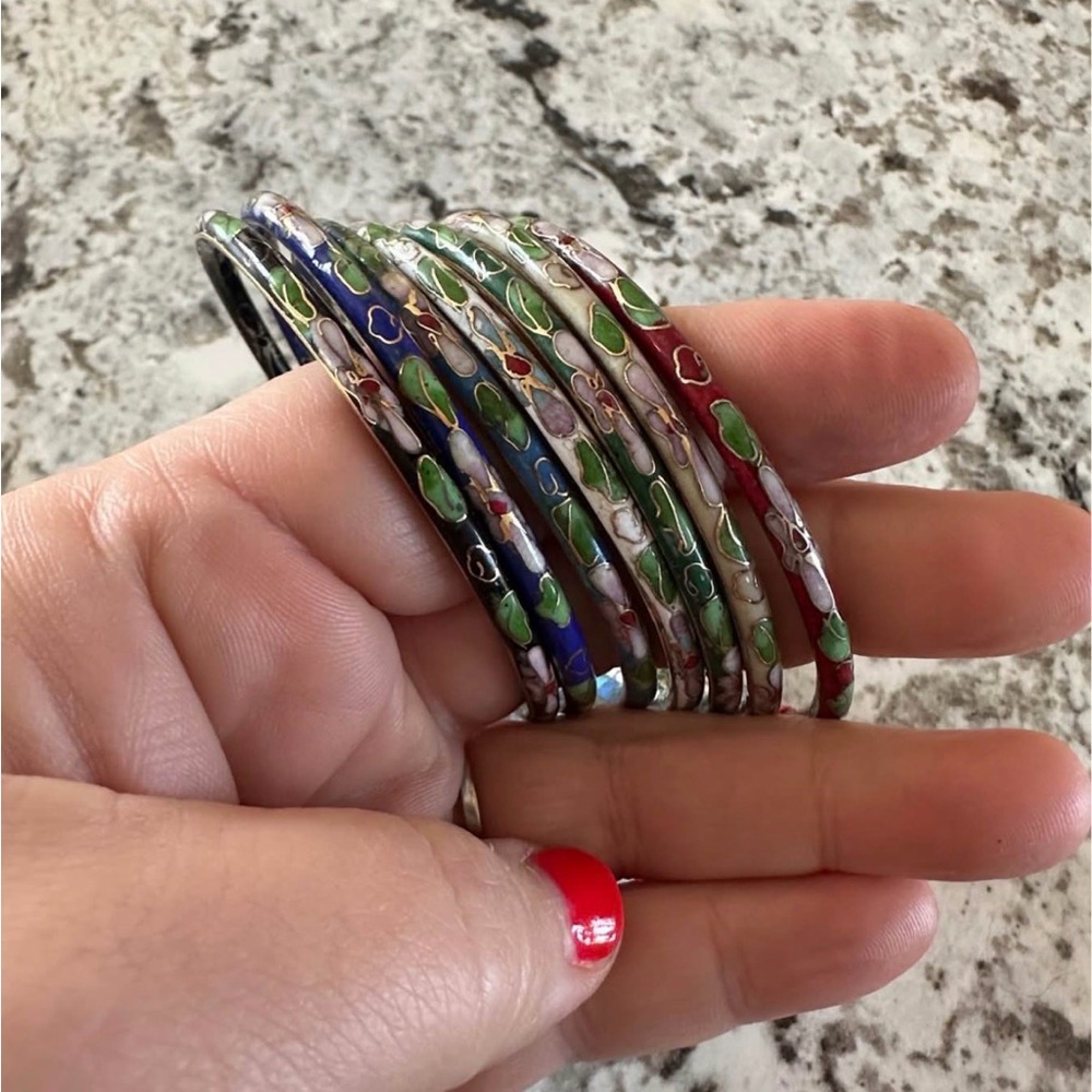 Colorful Enamel Bangle Set - Picture 2 of 2